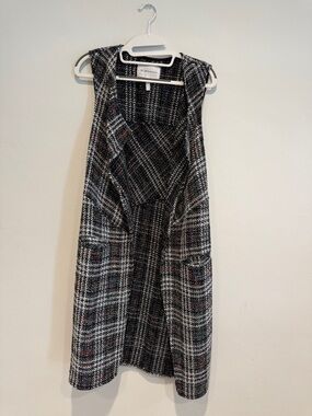 BCBGeneration Black & White Plaid Sleeveless Midi Dress